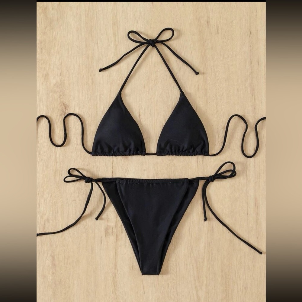 Womens Sexy Triangle String Bikini Thong Set Swimsuit Swimwear Beachwear size 8